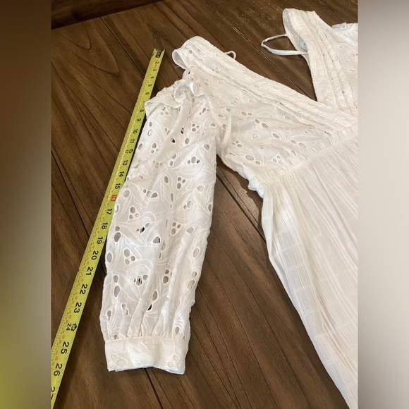 IRO Meila eyelet white cotton mini cold shoulder Longsleeve Mini dress 38 nwt - Picture 8 of 14